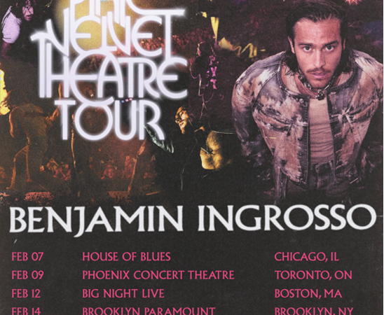 Benjamin Ingrosso Announces Pink Velvet Theatre North American Tour 