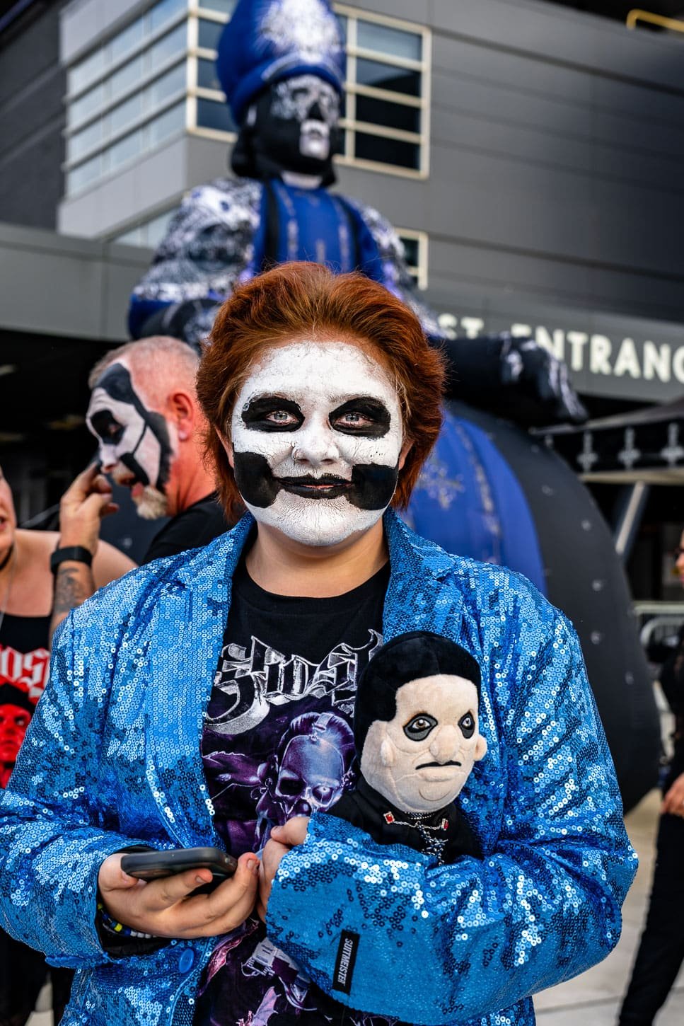 Ghost fans gather outside the Wells Fargo Center in Philadelphia, PA