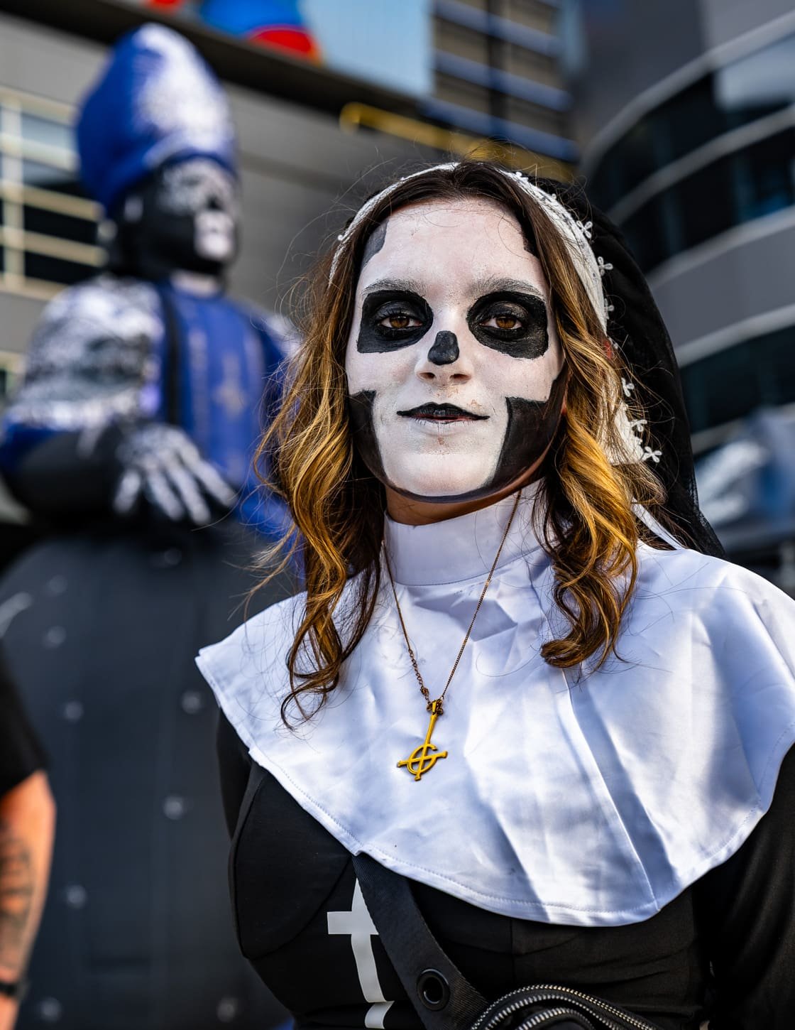 Ghost fans gather outside the Wells Fargo Center in Philadelphia, PA