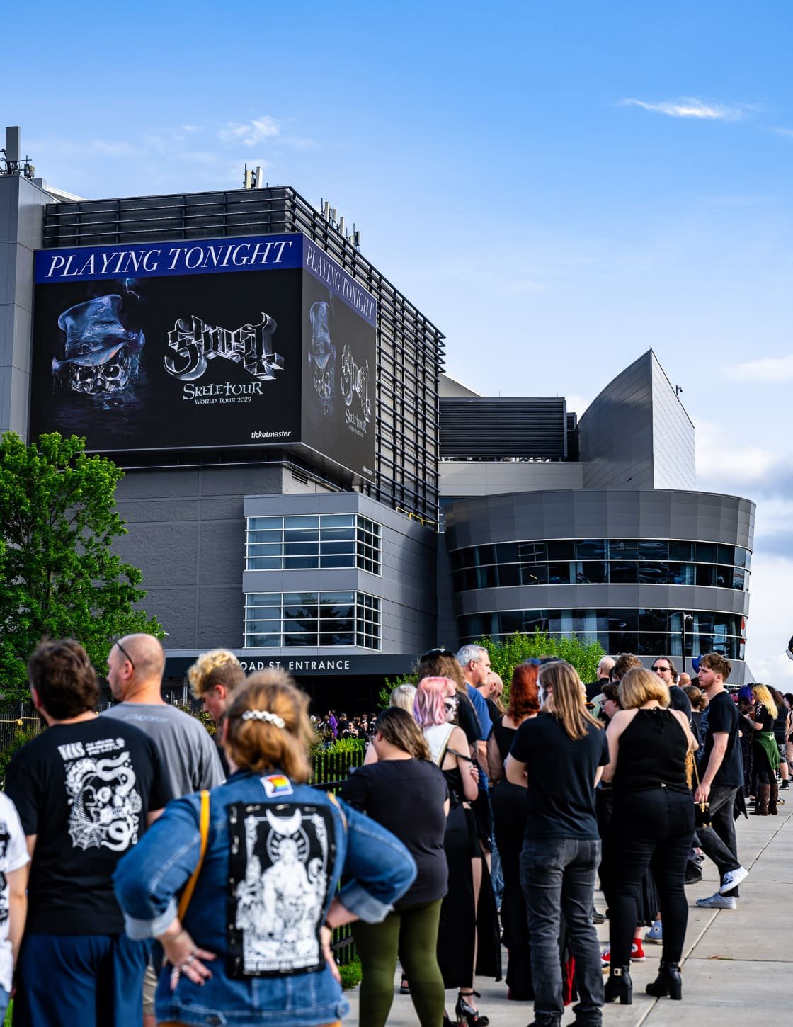 Ghost fans gather outside the Wells Fargo Center in Philadelphia, PA