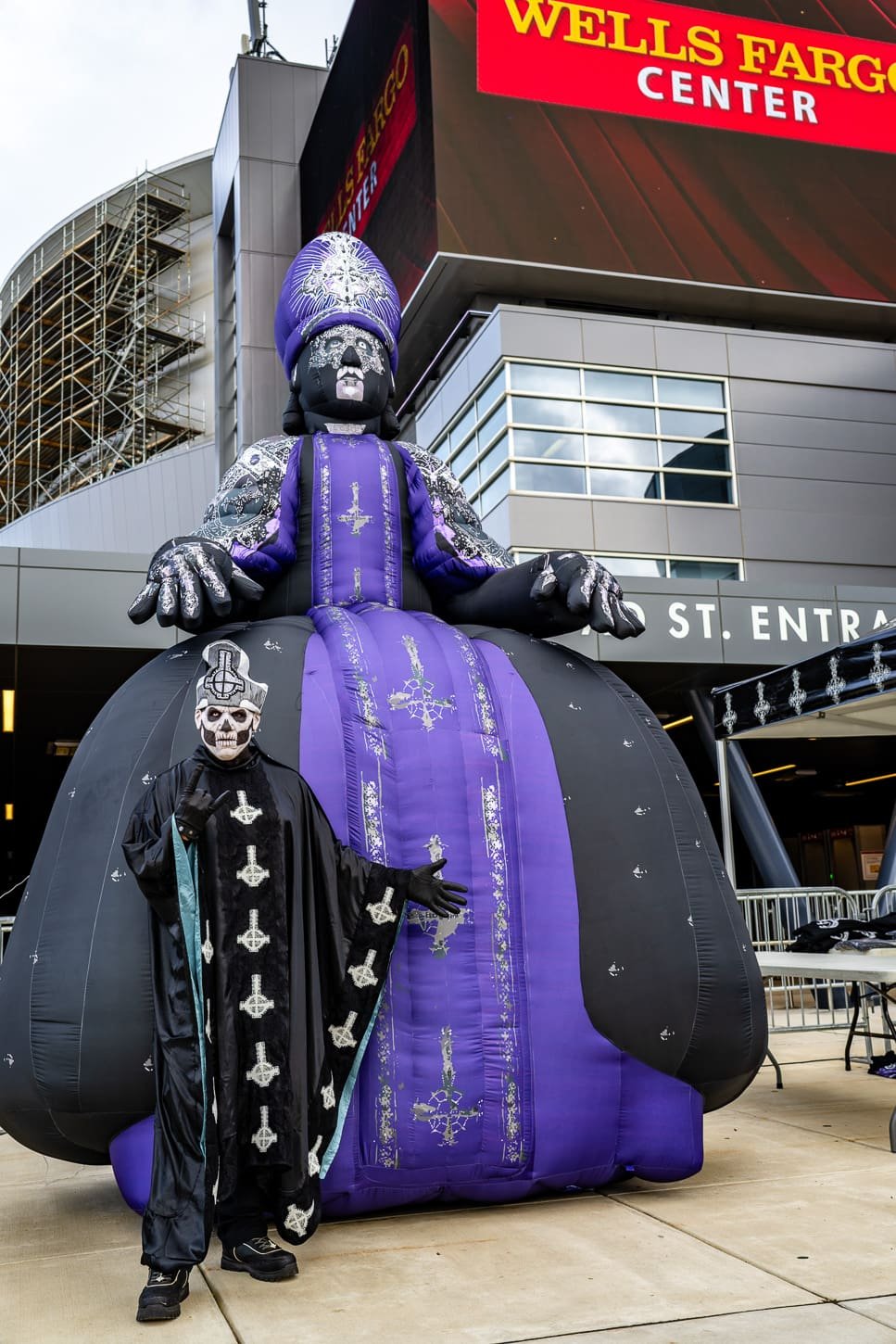 Ghost fans gather outside the Wells Fargo Center in Philadelphia, PA